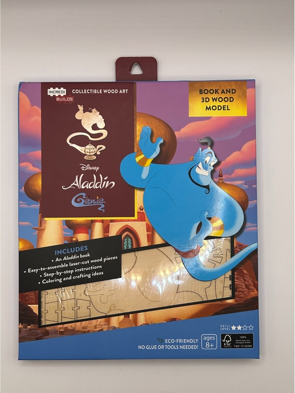 IncrediBuilds Disney Aladdin Genie Book & 3D Wood Model Kit Sealed Ages 8+